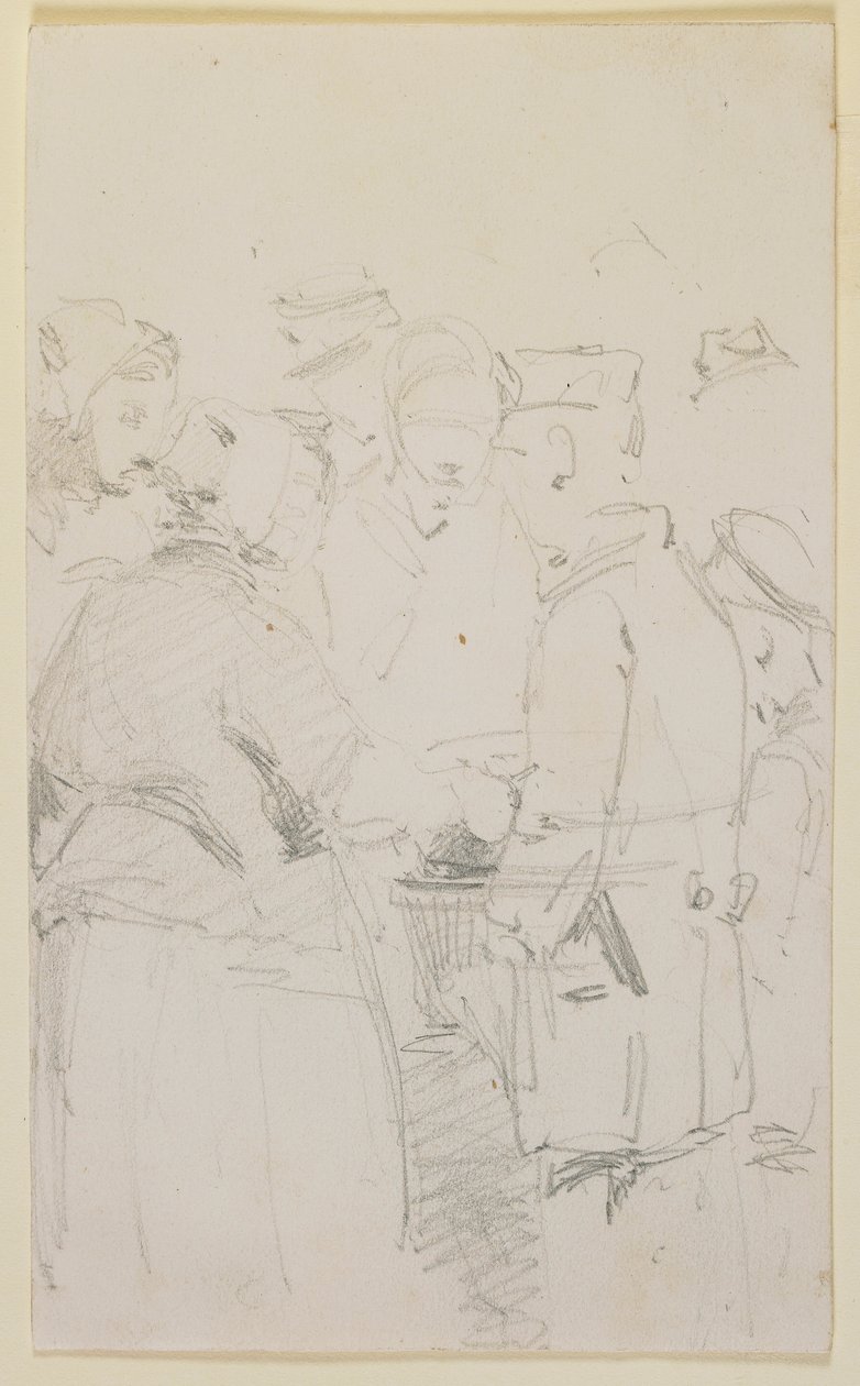 En gruppe af figurer omkring en braser af James Abbott McNeill Whistler