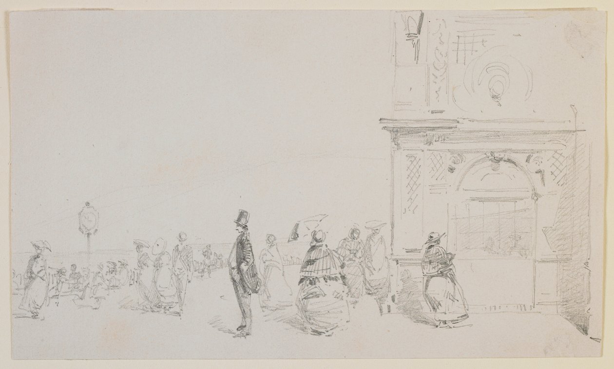 En gruppe figurer på en esplanade af James Abbott McNeill Whistler
