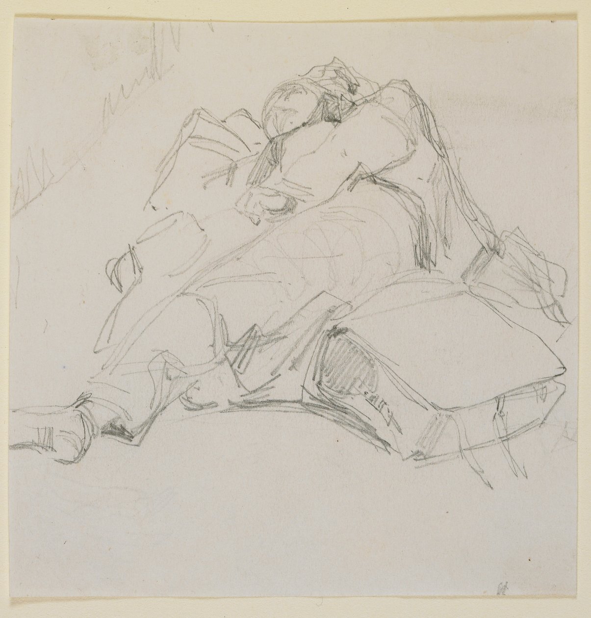 En mand, der sover på en bunke bagage af James Abbott McNeill Whistler