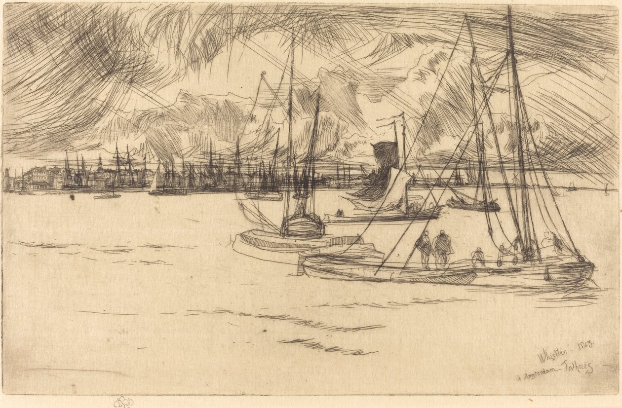 Amsterdam fra Tolhuis af James Abbott McNeill Whistler