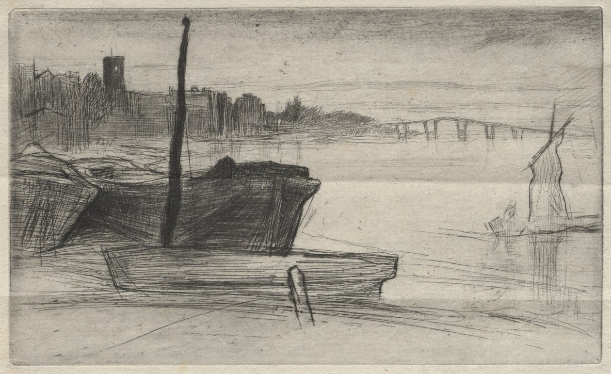 Chelsea Bridge og kirken af James McNeill Whistler