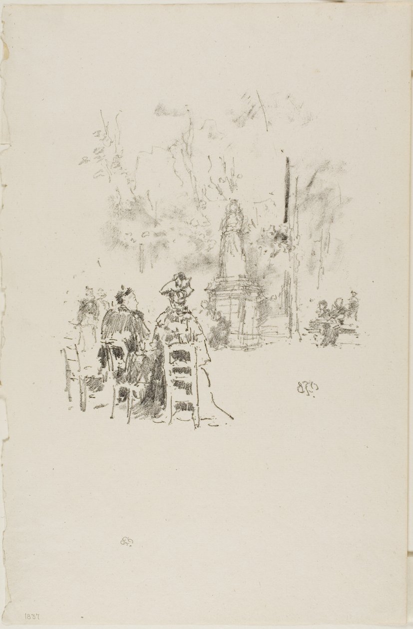 Samtale under statuen, Luxembourg-haven af James Abbott McNeill Whistler