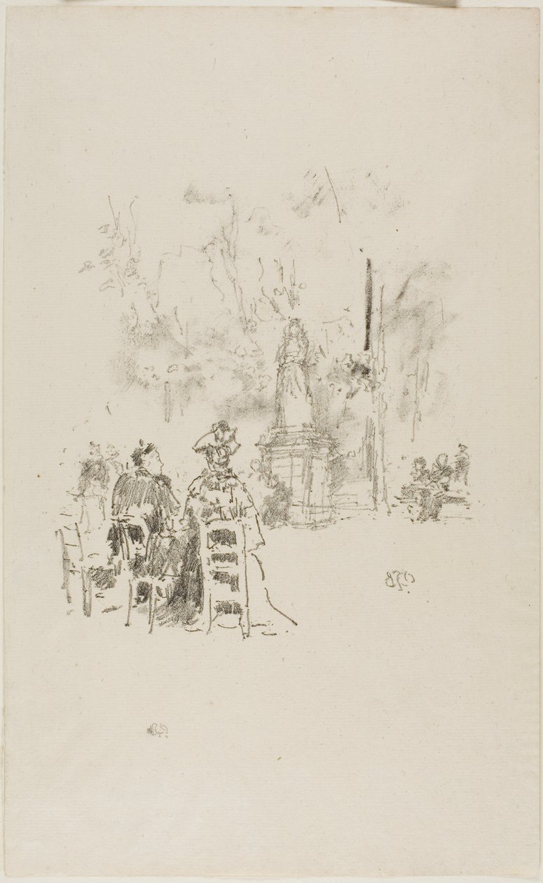 Samtale under statuen, Luxembourg-haven af James Abbott McNeill Whistler