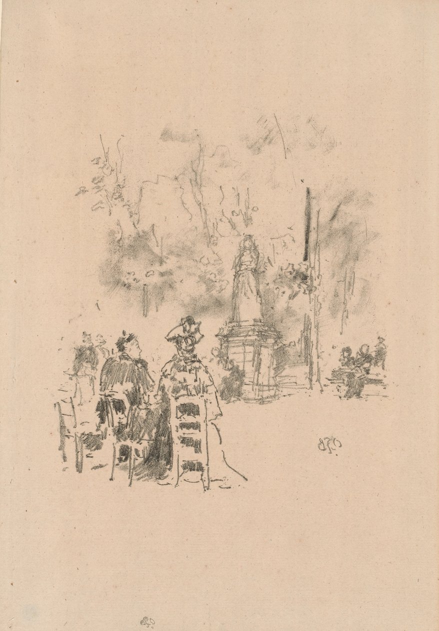 Samtale under statuen, Luxembourg-haven af James Abbott McNeill Whistler