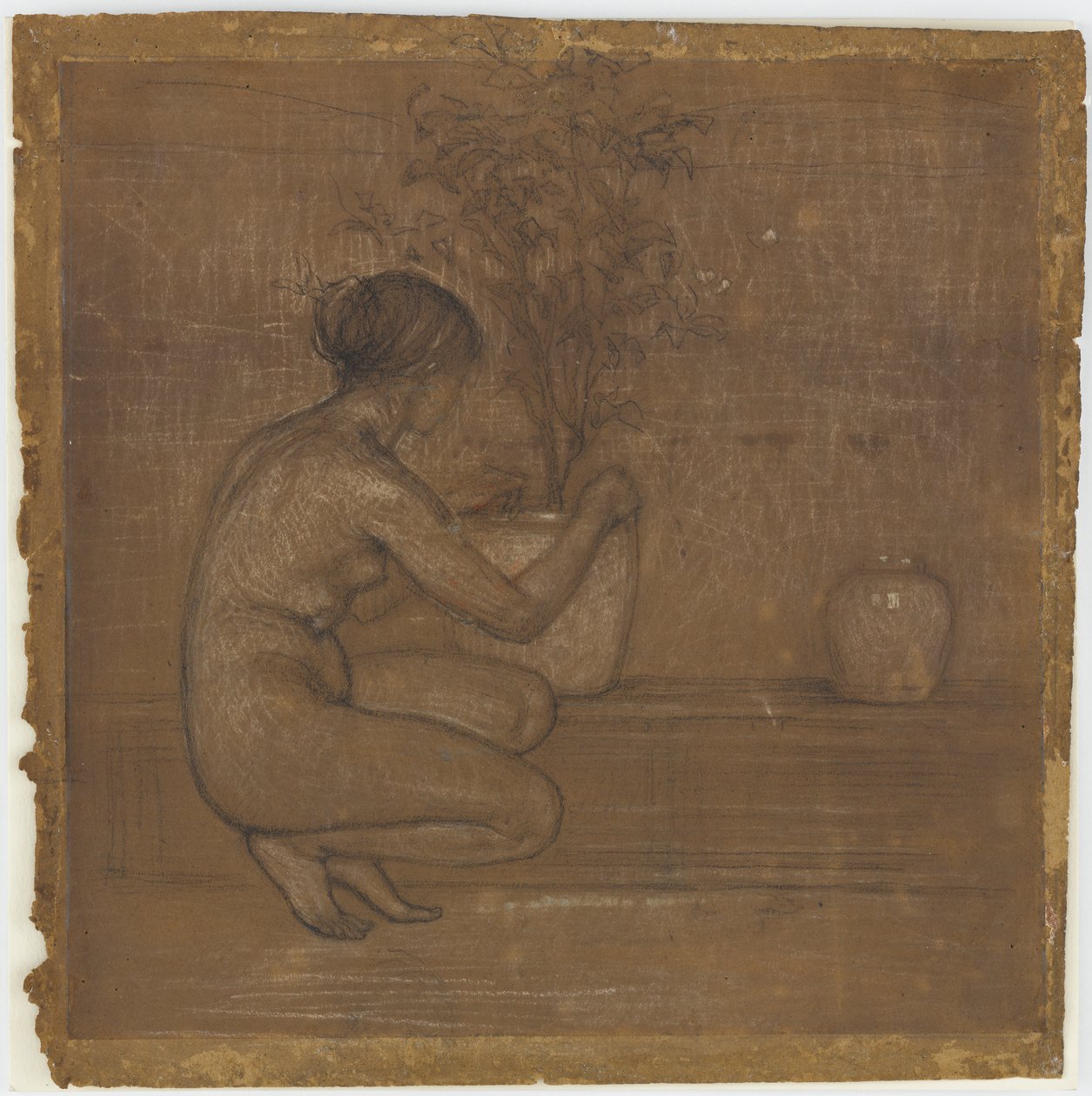 Krøjende figur. Studie til <em>The White Symphony: Three Girls</em> af James Abbott McNeill Whistler