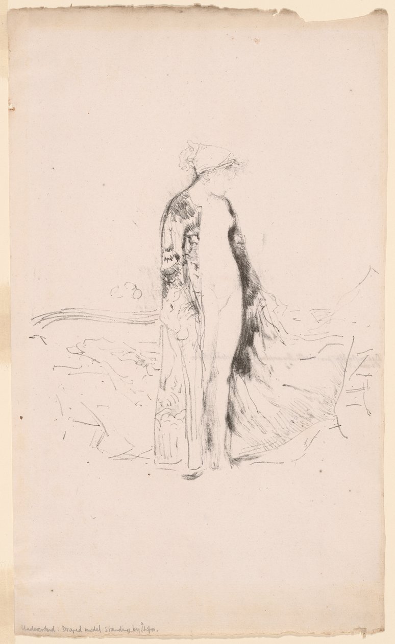 Draperet model, stående ved en sofa af James Abbott McNeill Whistler