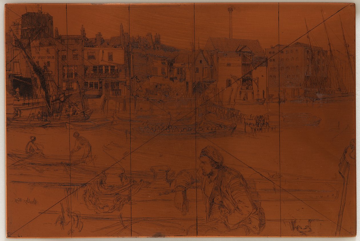 Ætseplade: Black Lion Wharf af James Abbott McNeill Whistler