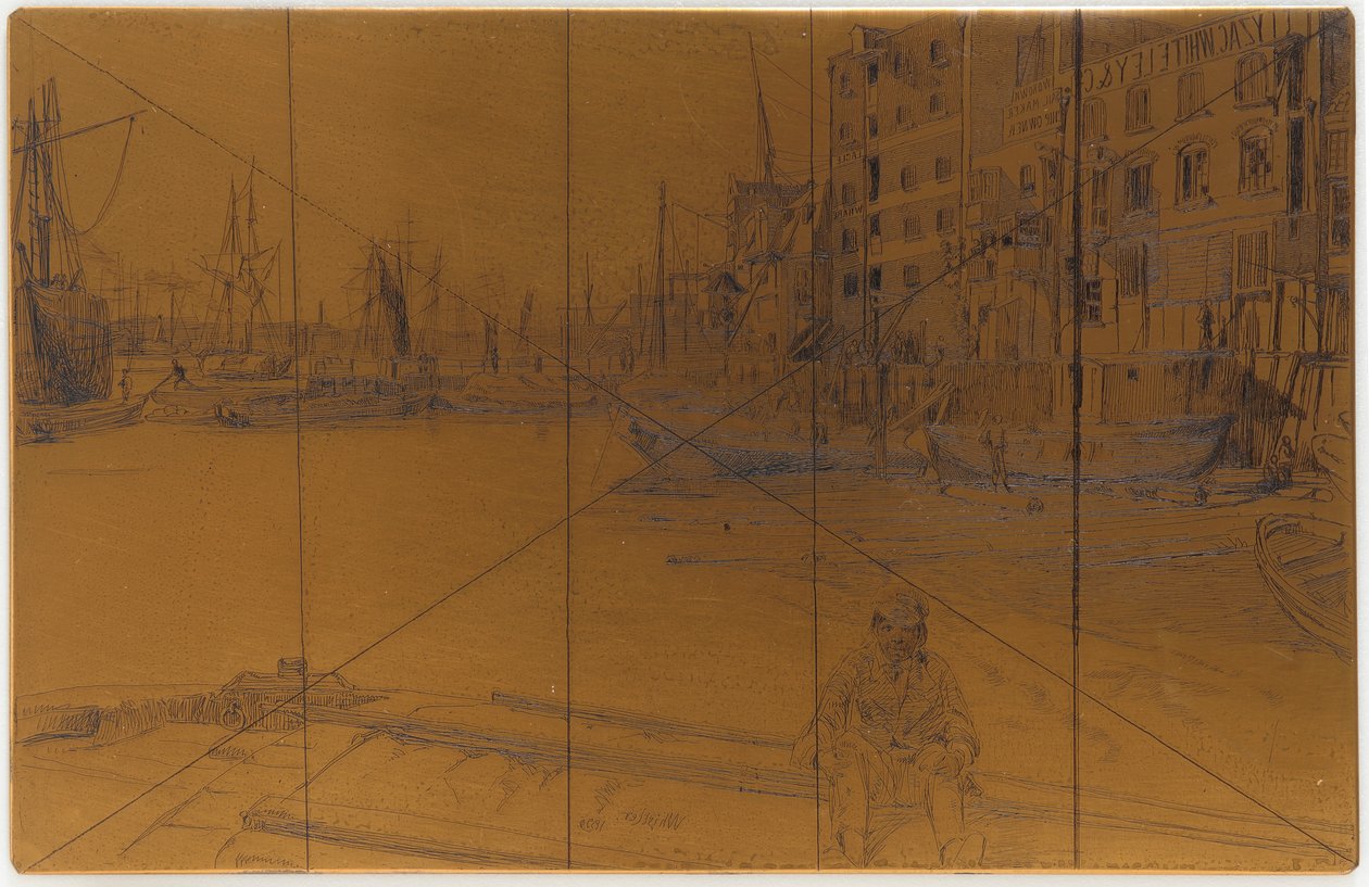 Ætseplade: Eagle Wharf (Tyzac Whiteley og Co.) af James Abbott McNeill Whistler