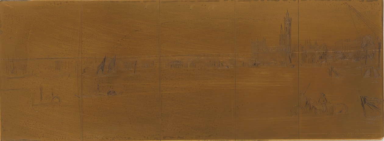 Ætseplade: Old Westminster Bridge af James Abbott McNeill Whistler