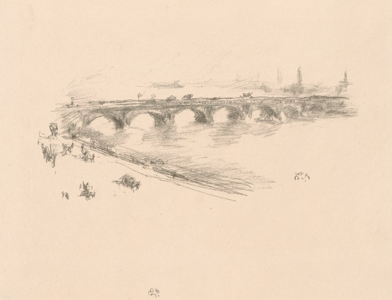 Aften, Little Waterloo Bridge af James Abbott McNeill Whistler