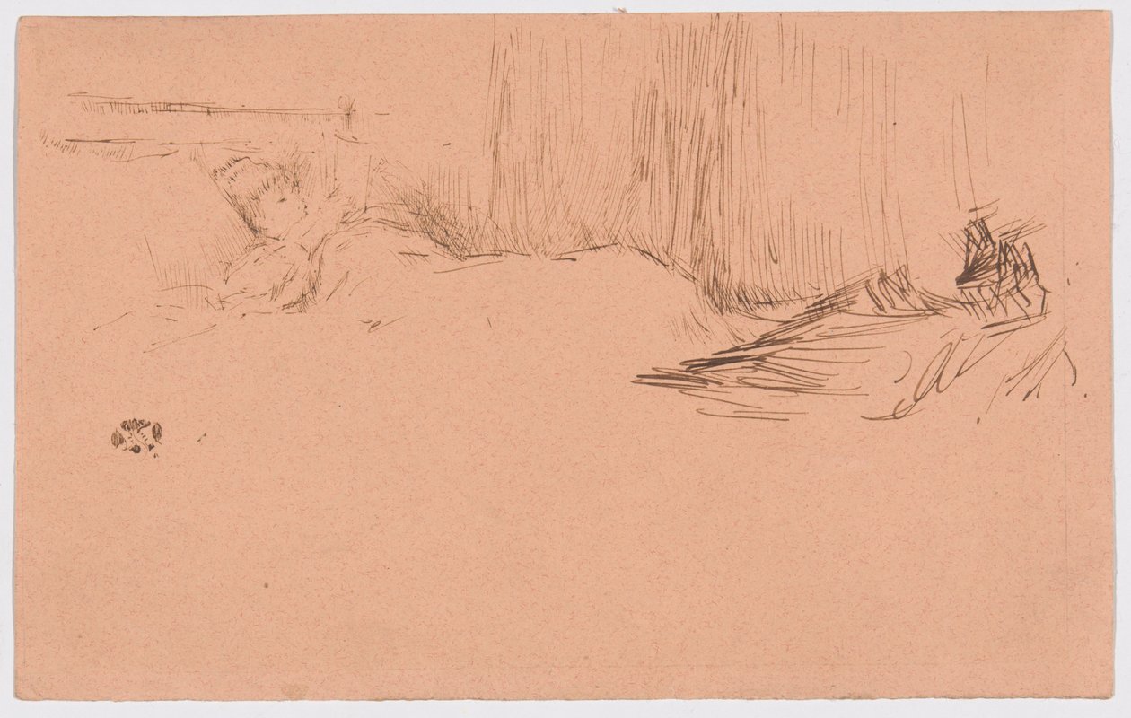 Pige læser i sengen af James McNeill Whistler