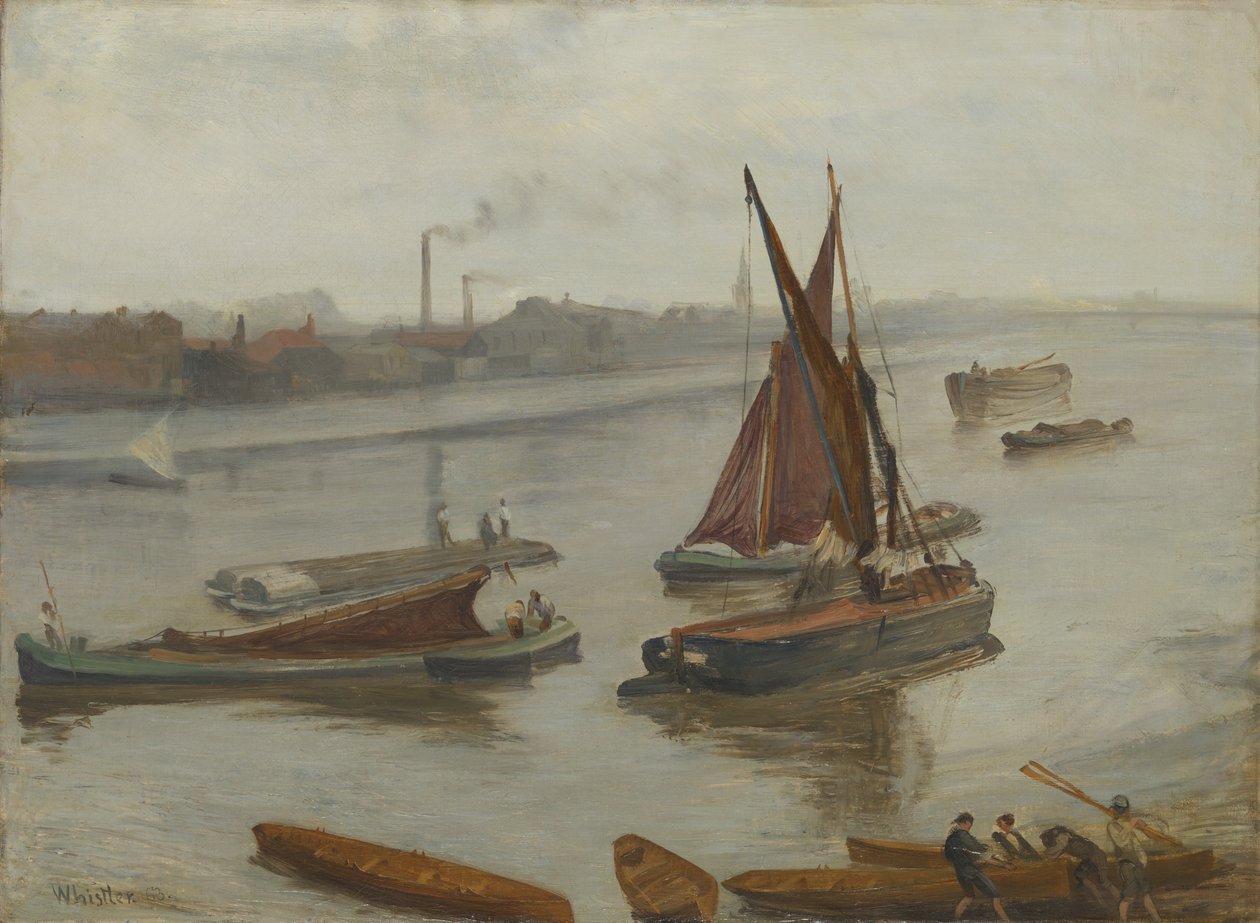 Grå og sølv: Gamle Battersea Reach af James McNeill Whistler