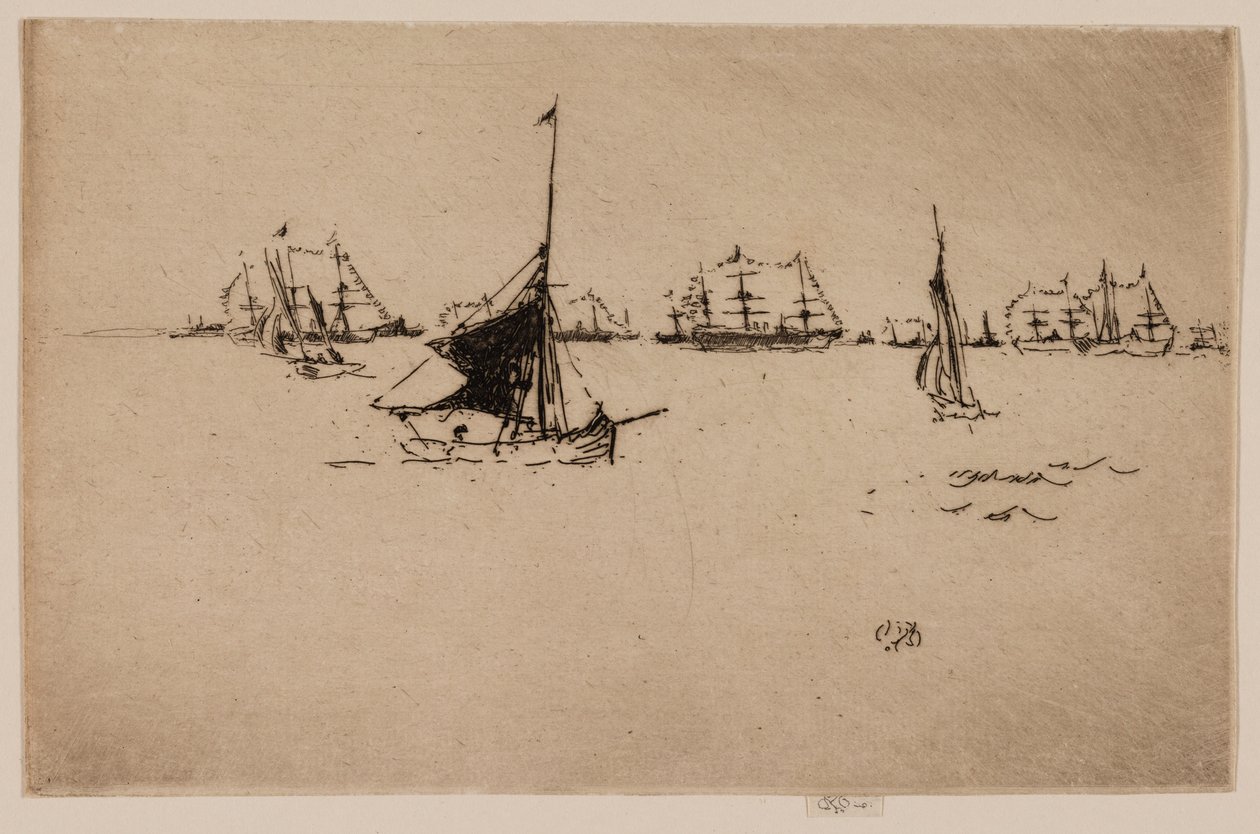 Hendes Majestæts flåde: Aften af James McNeill Whistler
