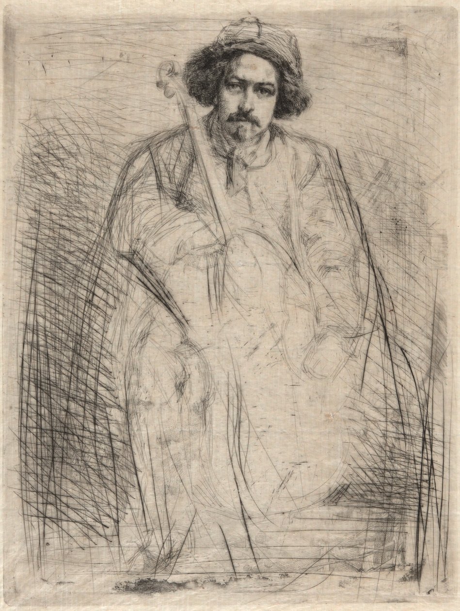 J. Becquet, billedhugger (Spillemanden), fra Themsen-sættet (en serie af seksten raderinger af scener på Themsen og andre emner) af James Abbott McNeill Whistler