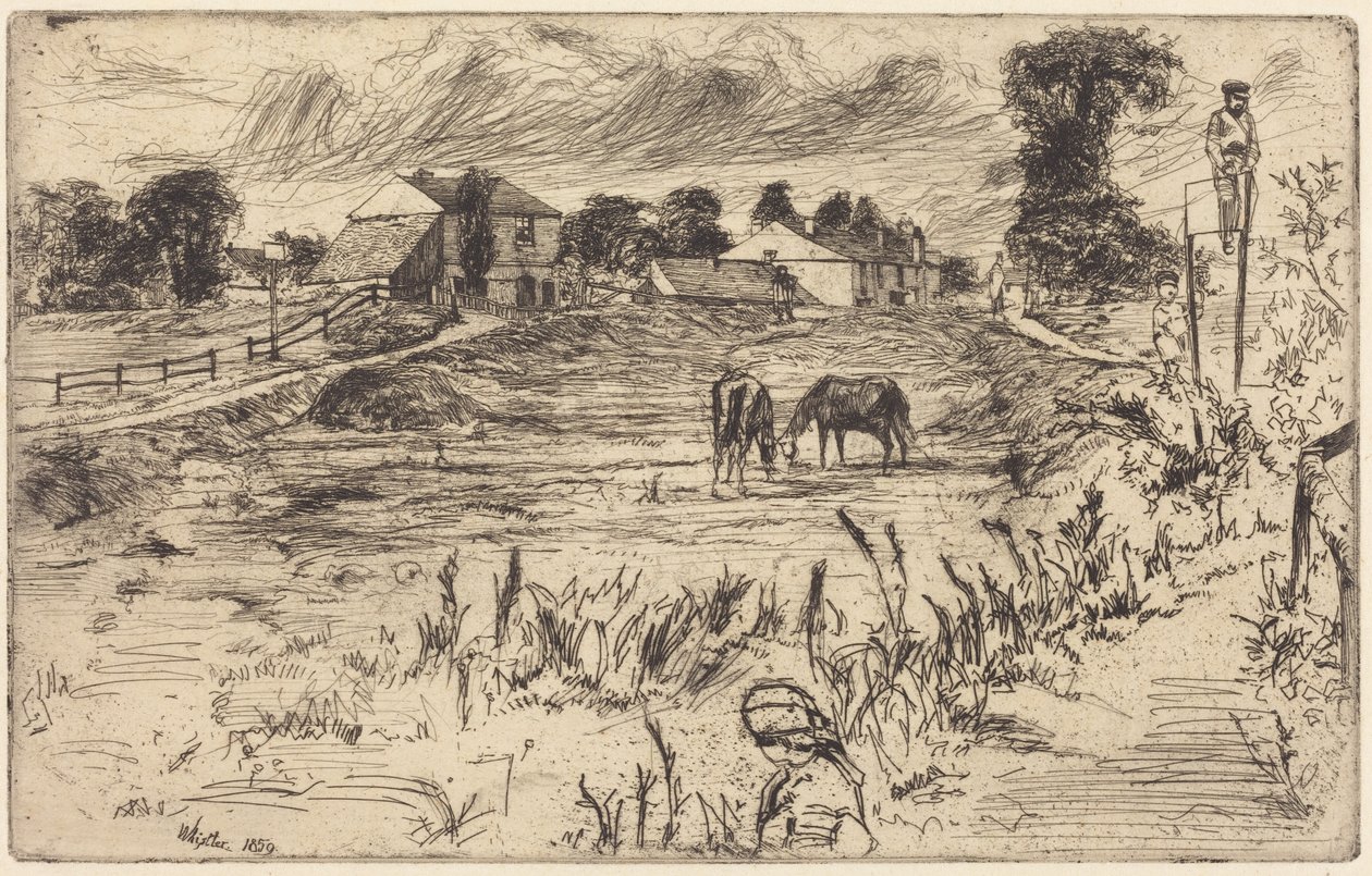 Landskab med heste af James McNeill Whistler