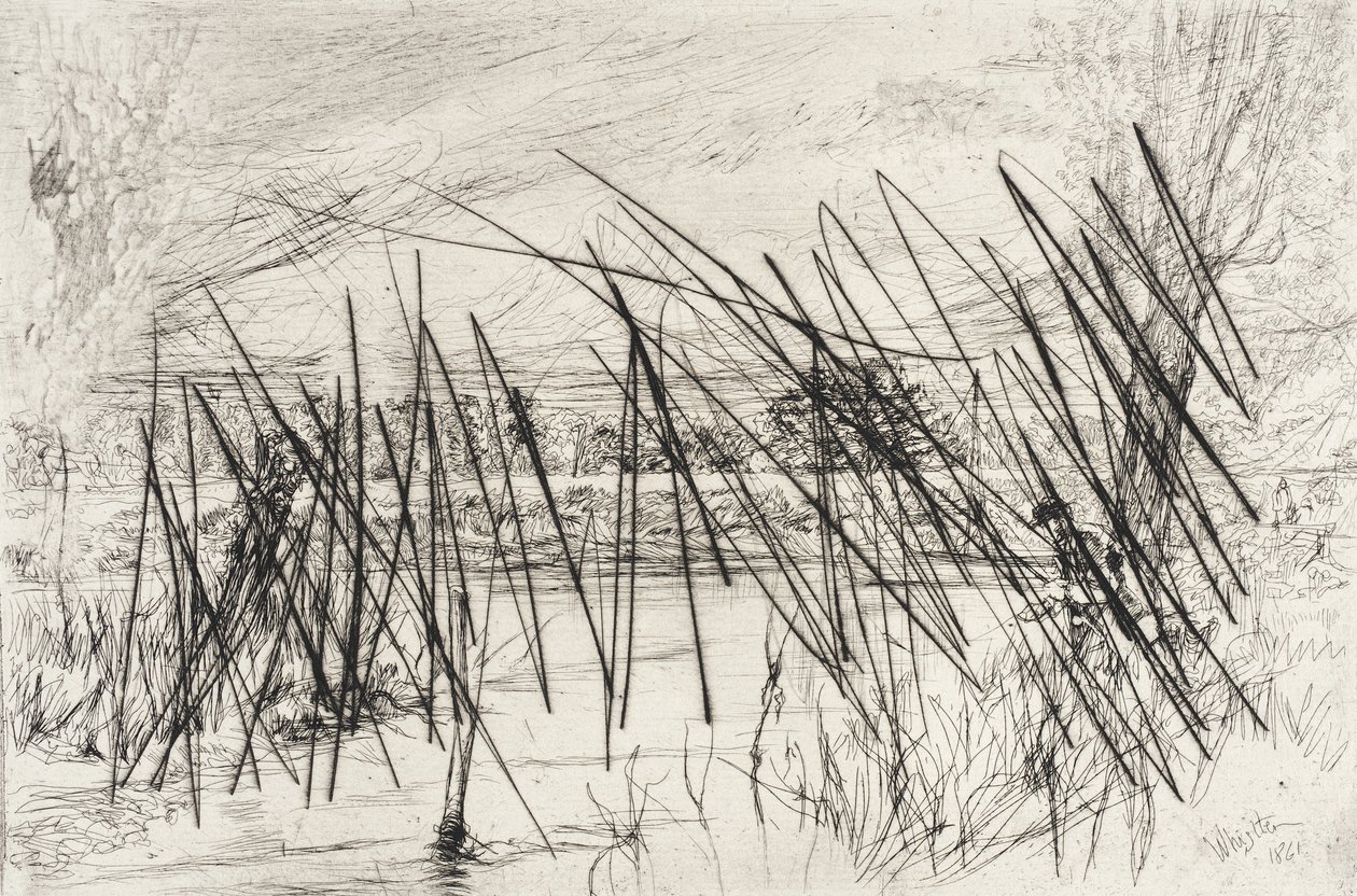 Landskab med en fisker af James McNeill Whistler