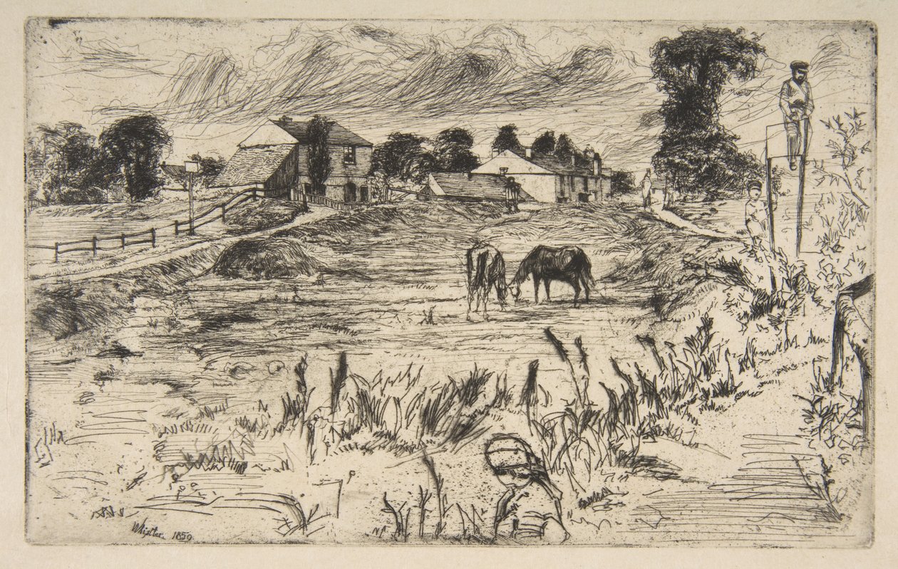 Landskab med hesten (Landskab med heste) af James McNeill Whistler