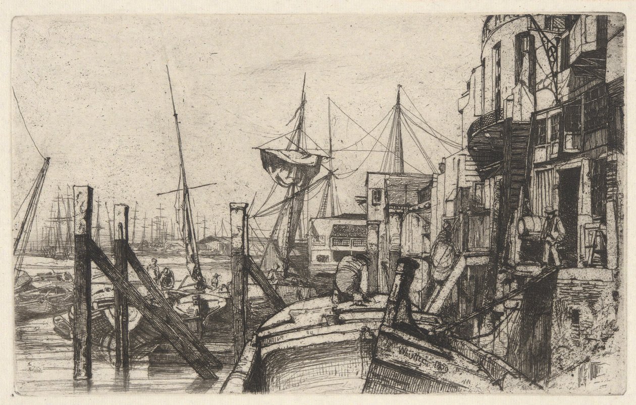 Limehouse, fra Thames-sættet (en serie af seksten ætsninger af scener på Themsen og andre emner) af James Abbott McNeill Whistler