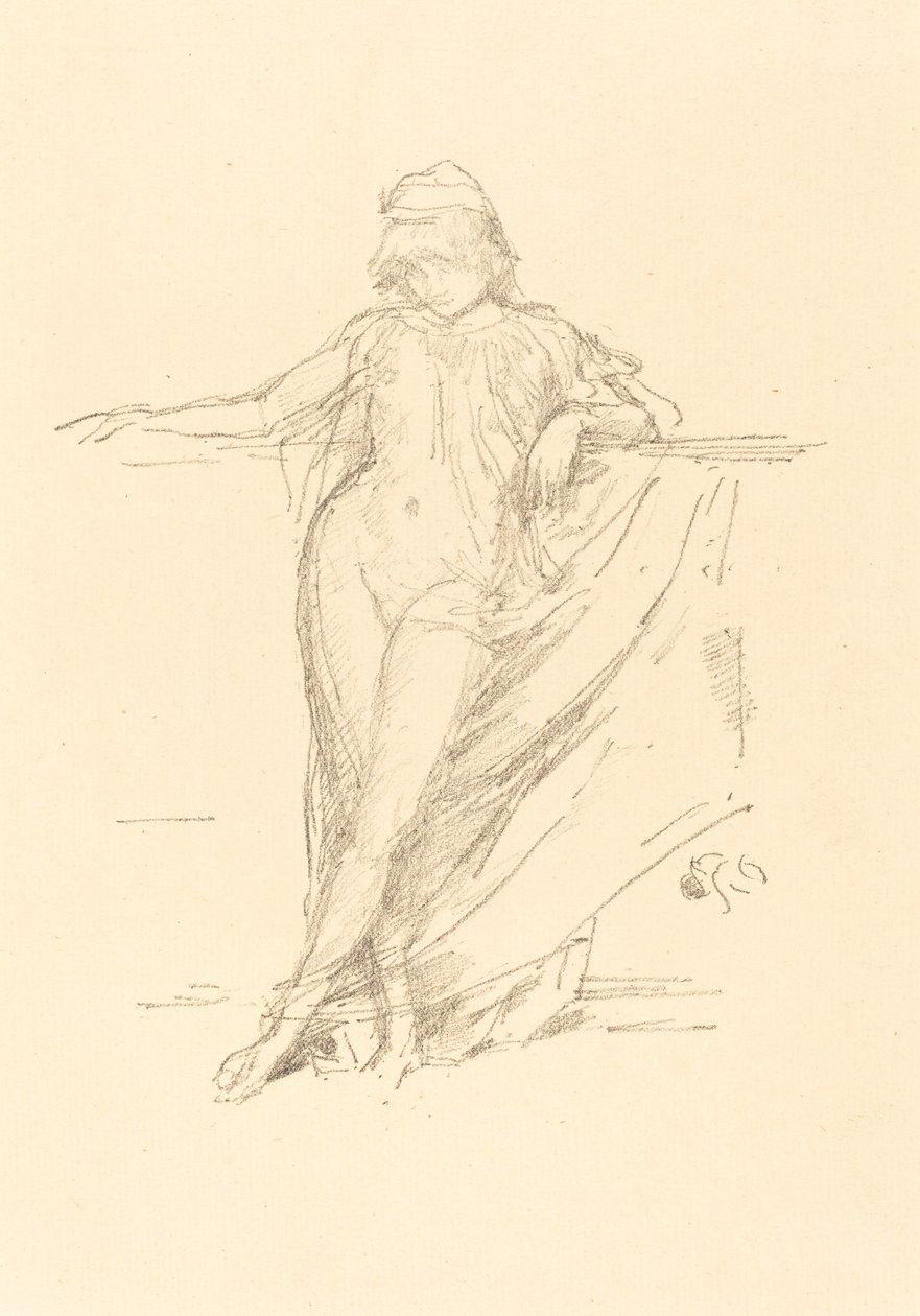 Lille draperet figur, skæv af James Abbott McNeill Whistler