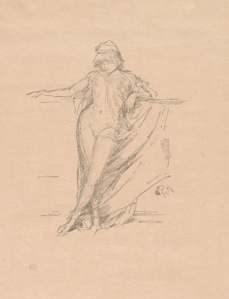 Lille draperet figur, skæv af James Abbott McNeill Whistler