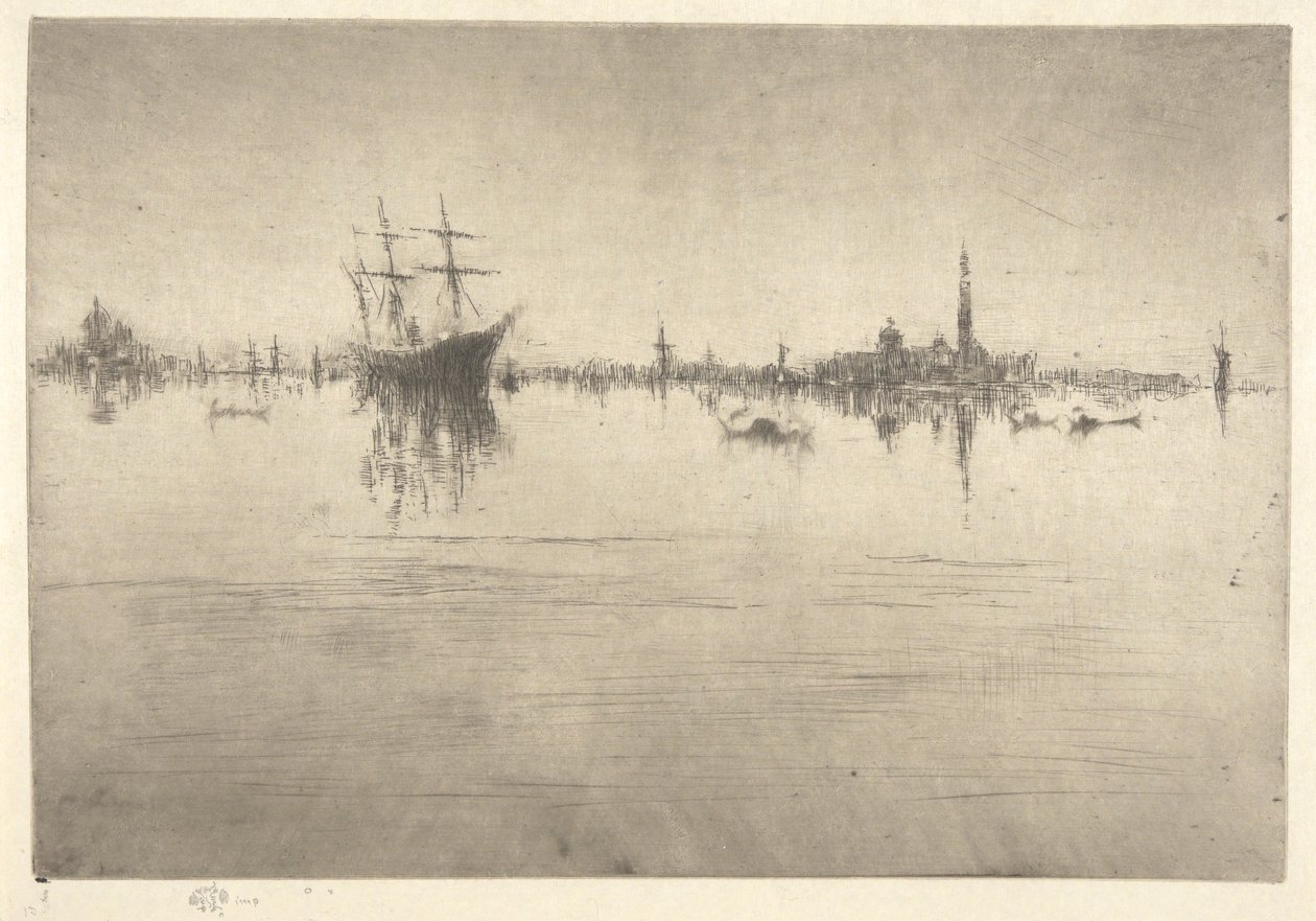 Nocturne, fra det første Venedig-sæt (Venedig, en serie af tolv ætsninger) af James Abbott McNeill Whistler