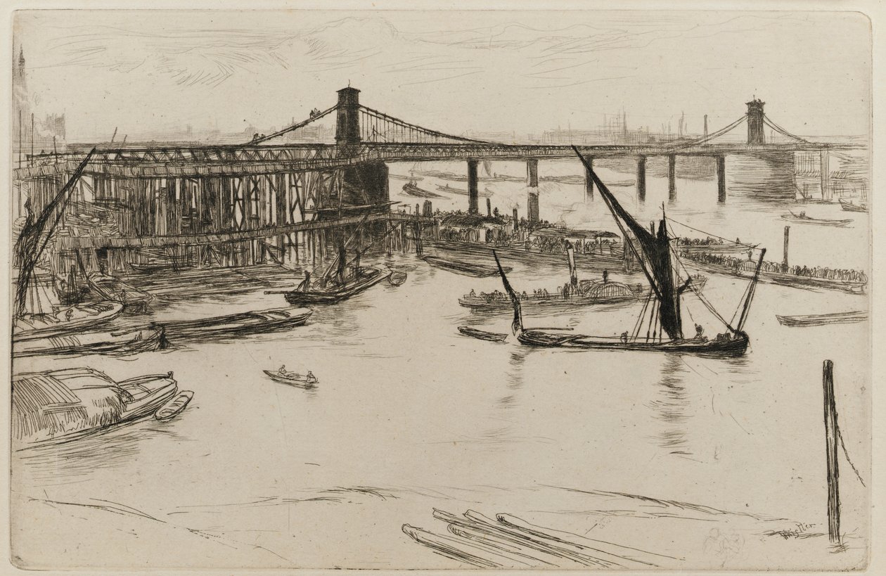 Old Hungerford Bridge af James Abbott McNeill Whistler