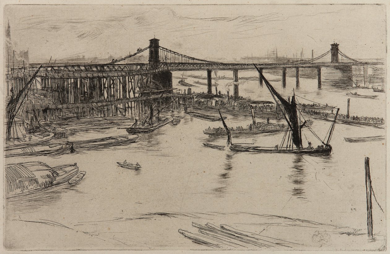 Old Hungerford Bridge af James Abbott McNeill Whistler