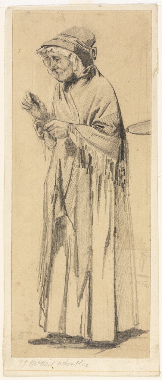 Gammel kvinde i sjal og kasket af James Abbott McNeill Whistler