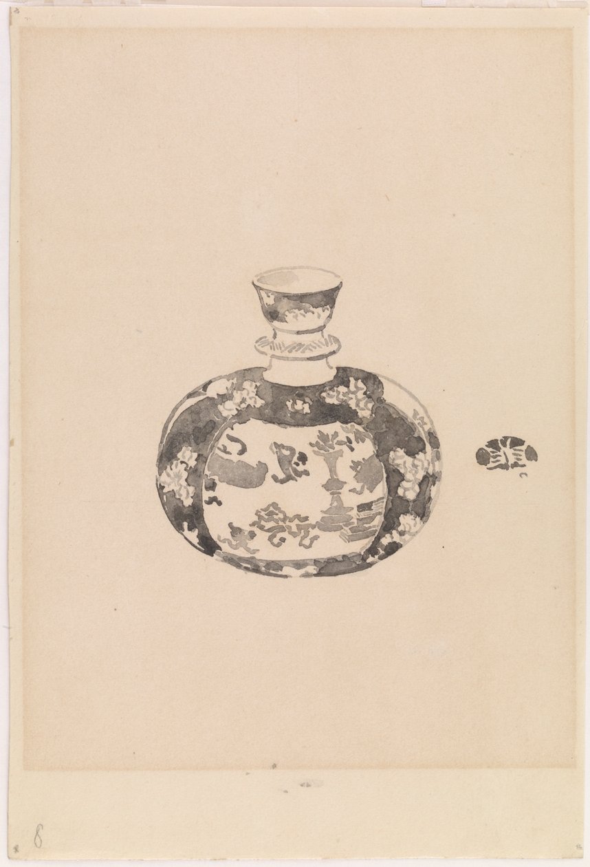 Oviform ingefærkrukke med klokkeformet låg af James Abbott McNeill Whistler