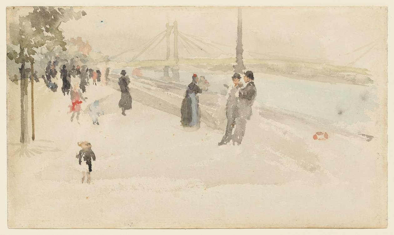 Lyserød og sølv - Chelsea, kajanlægget af James McNeill Whistler