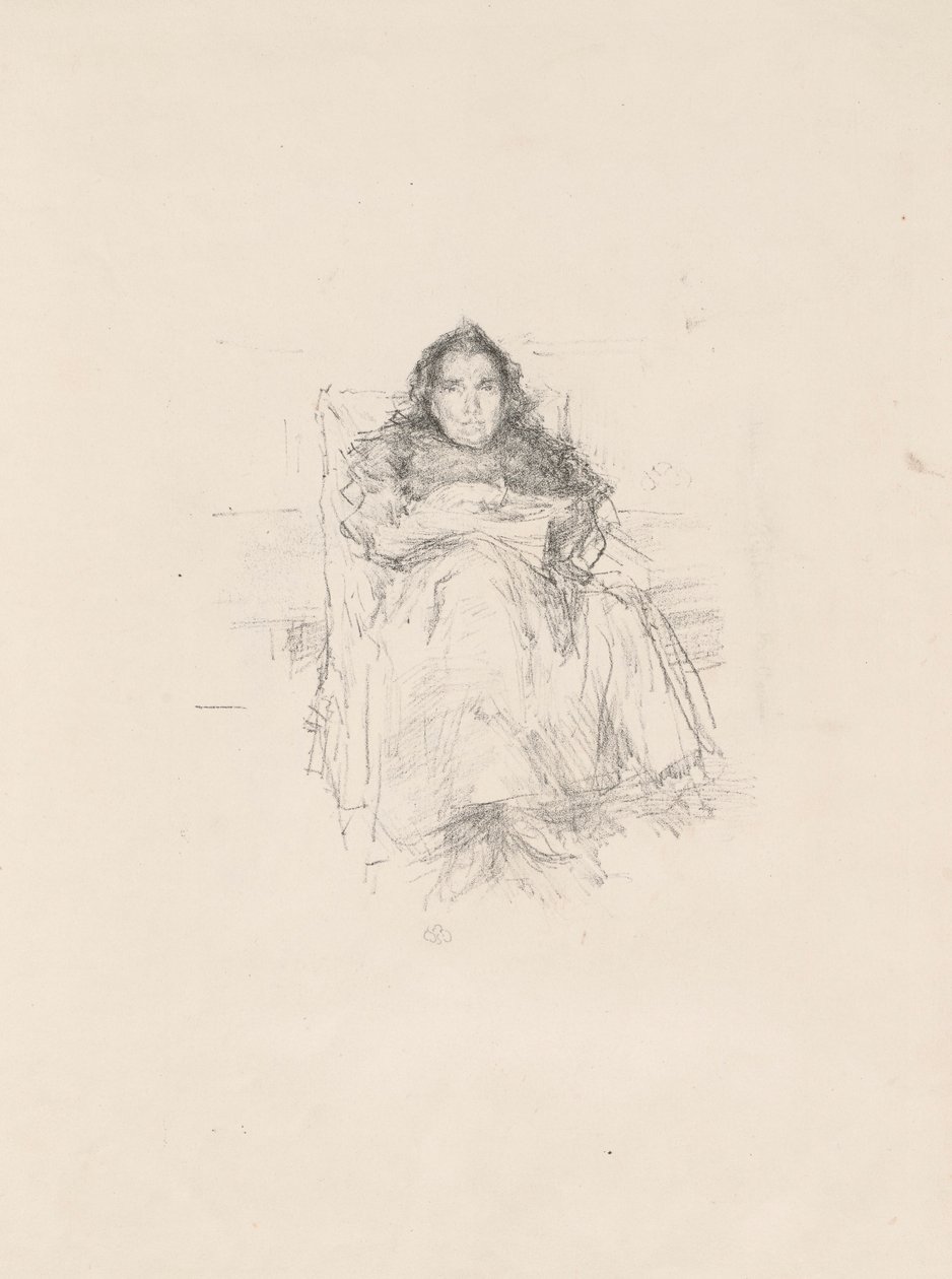 Portrætstudie: Mrs. Philip, nr. 3 (recto) Portrætstudie: Geneviève Mallarmé (verso) af James McNeill Whistler
