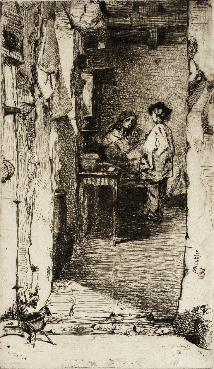 Rag Pickers, Mouffetard-kvarteret, Paris af James McNeill Whistler