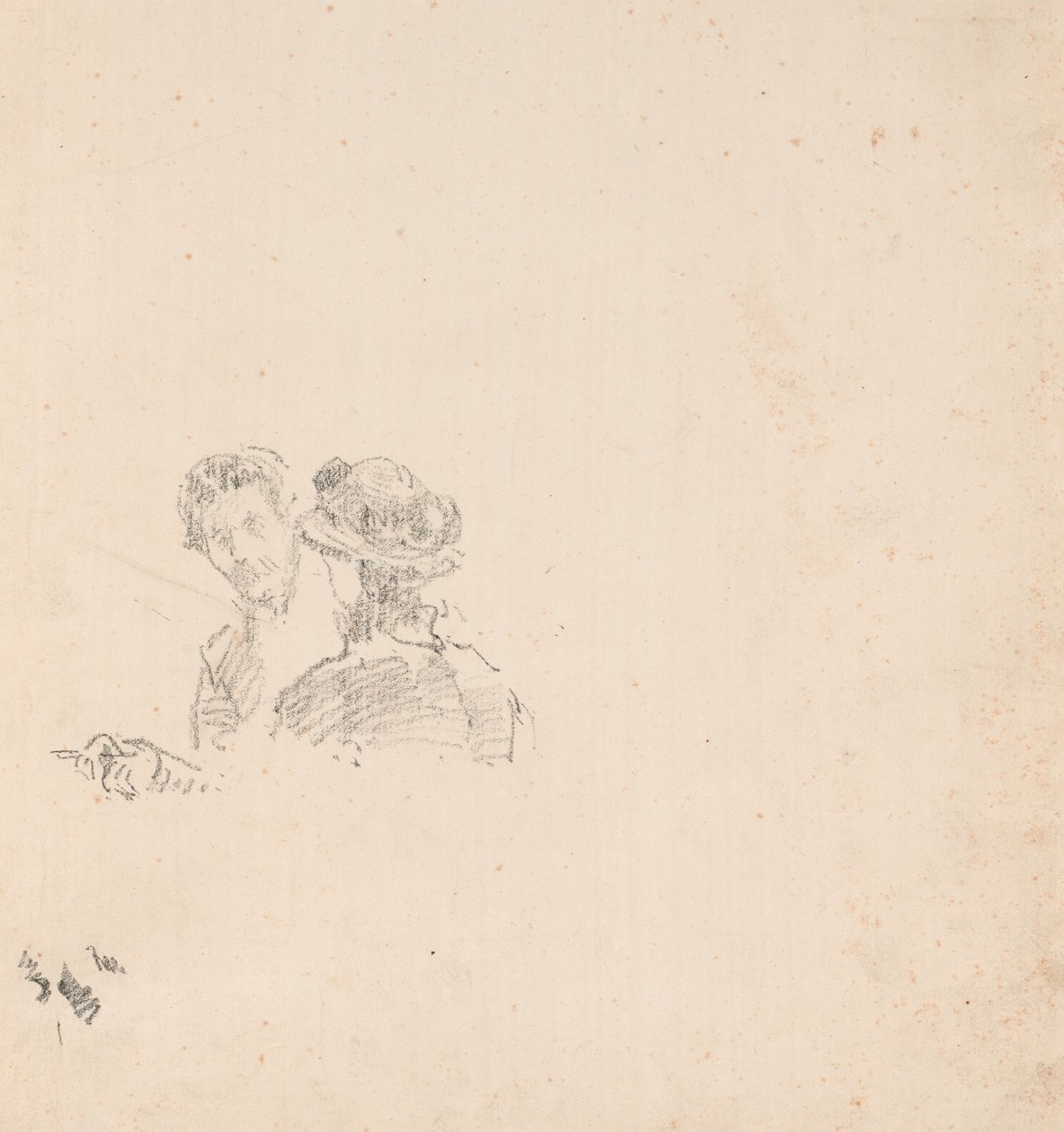 Skitse: Selvportræt med Miss R. Birnie Philip af James McNeill Whistler