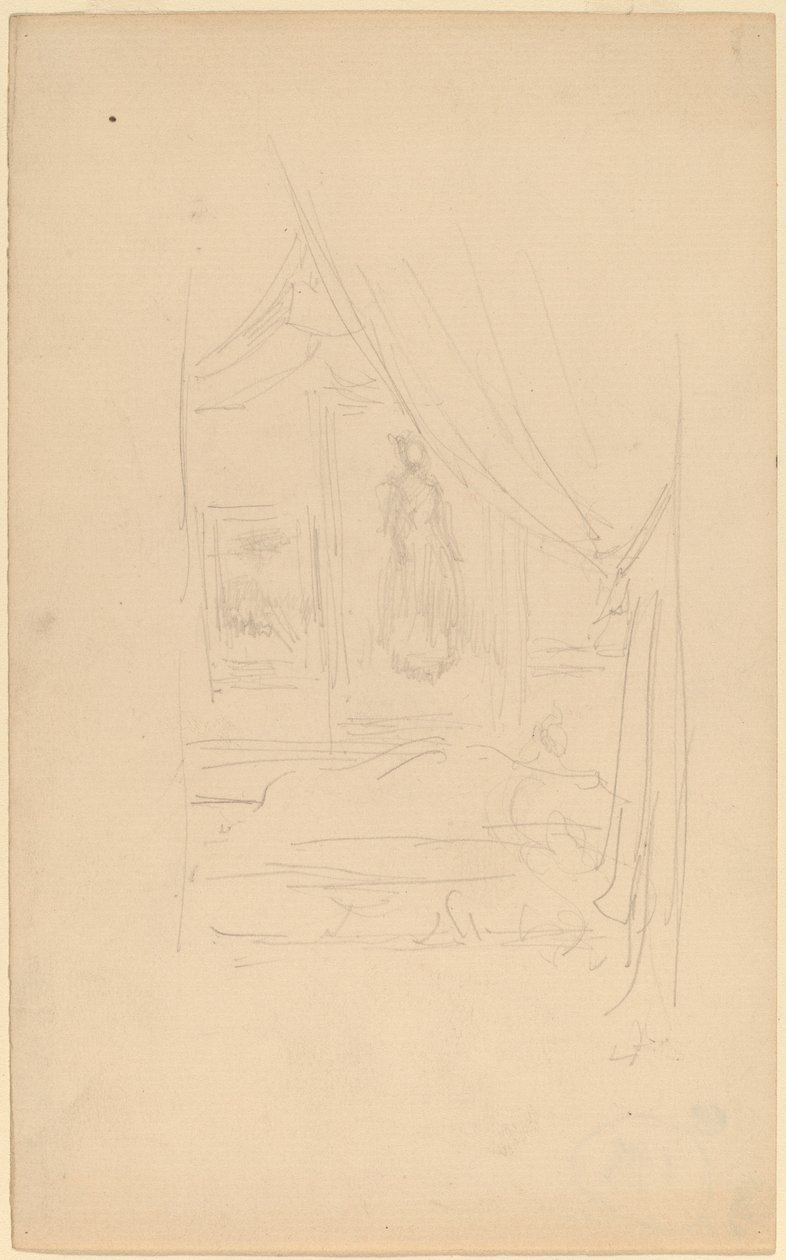 Skitse af Mrs. Godwins portræt, når den blev ophængt hos Society of British Artists af James Abbott McNeill Whistler