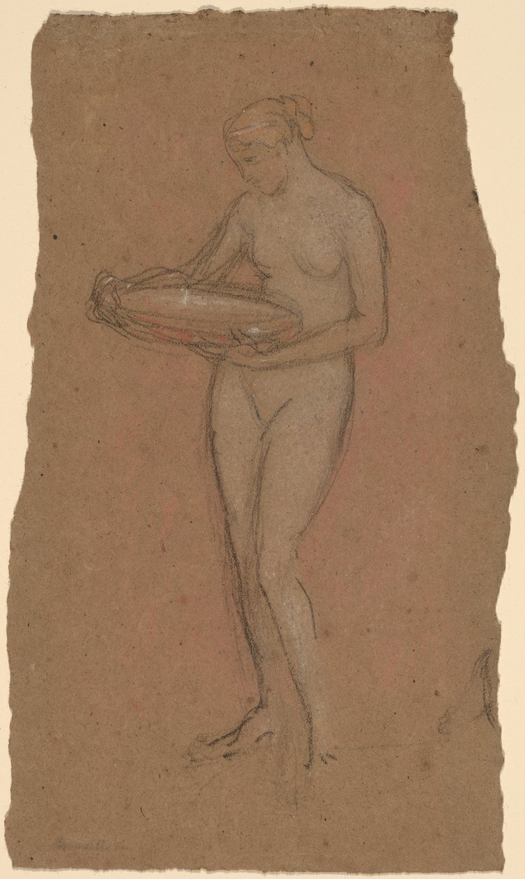 Stående nøgen kvinde holder en skål [recto] af James Abbott McNeill Whistler