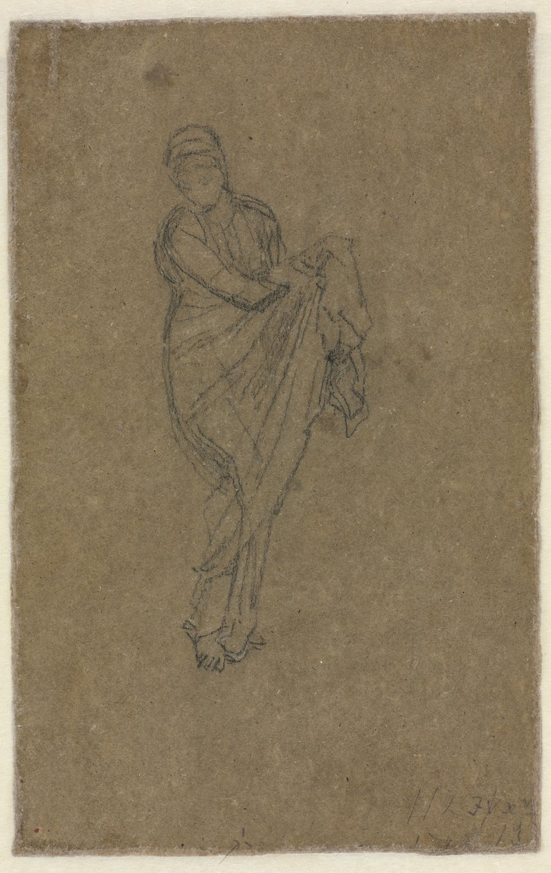 Stående kvinde, der holder sin kjole op (bagsiden) af James McNeill Whistler