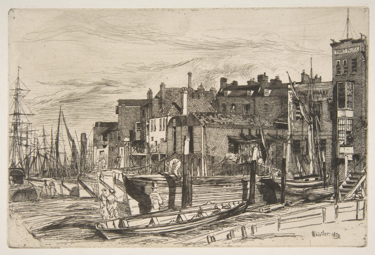 Themsens politi, Wapping Wharf af James McNeill Whistler