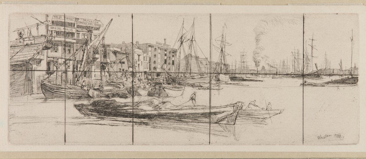 Thames Warehouses af James Abbott McNeill Whistler