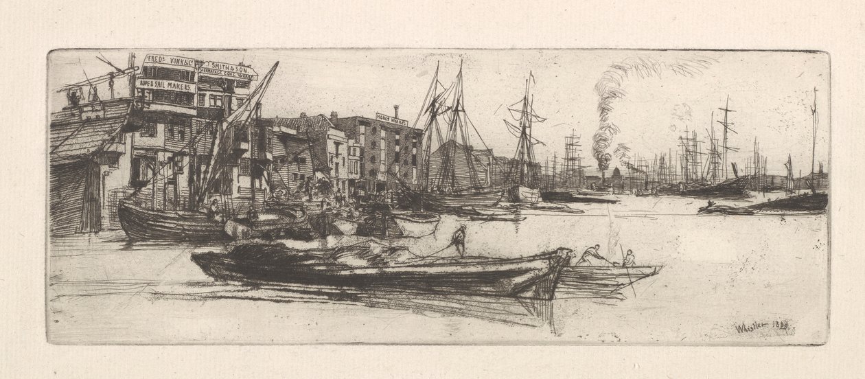 Thames Warehouses af James Abbott McNeill Whistler