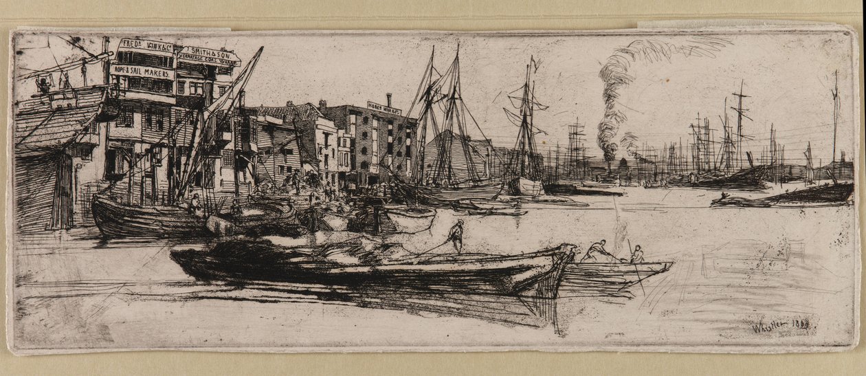 Thames Warehouses af James Abbott McNeill Whistler