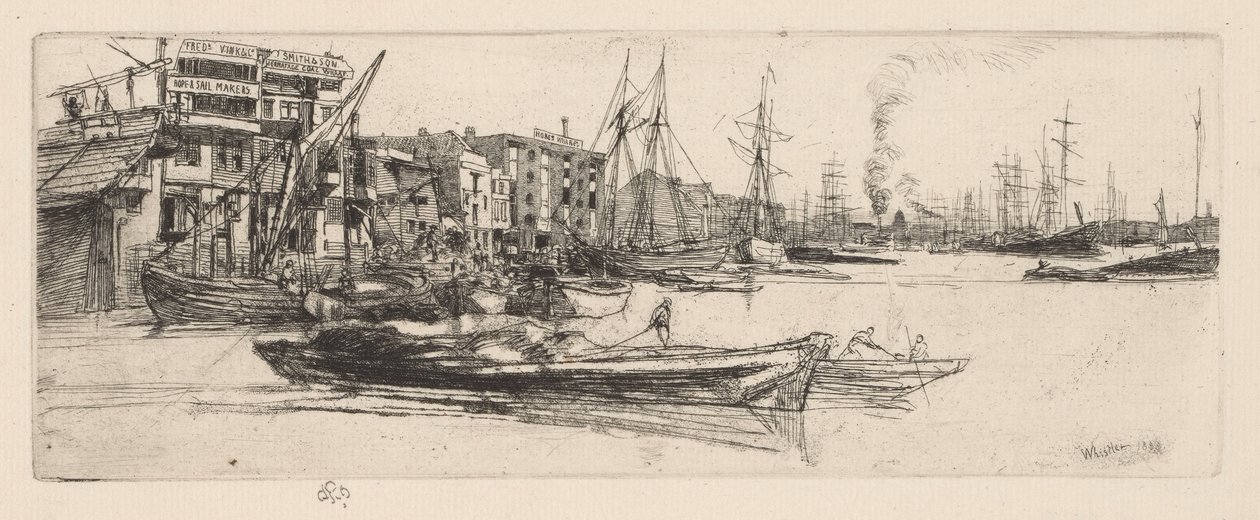 Thames Warehouses af James Abbott McNeill Whistler