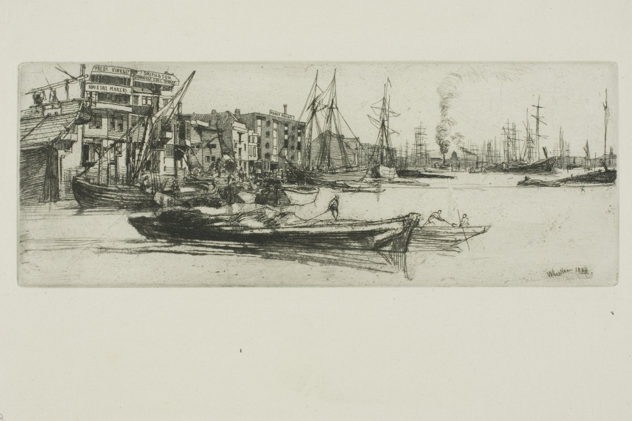 Thames Warehouses af James Abbott McNeill Whistler