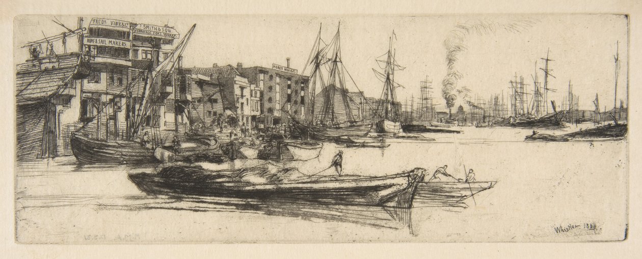 Thames-lagerbygninger af James McNeill Whistler