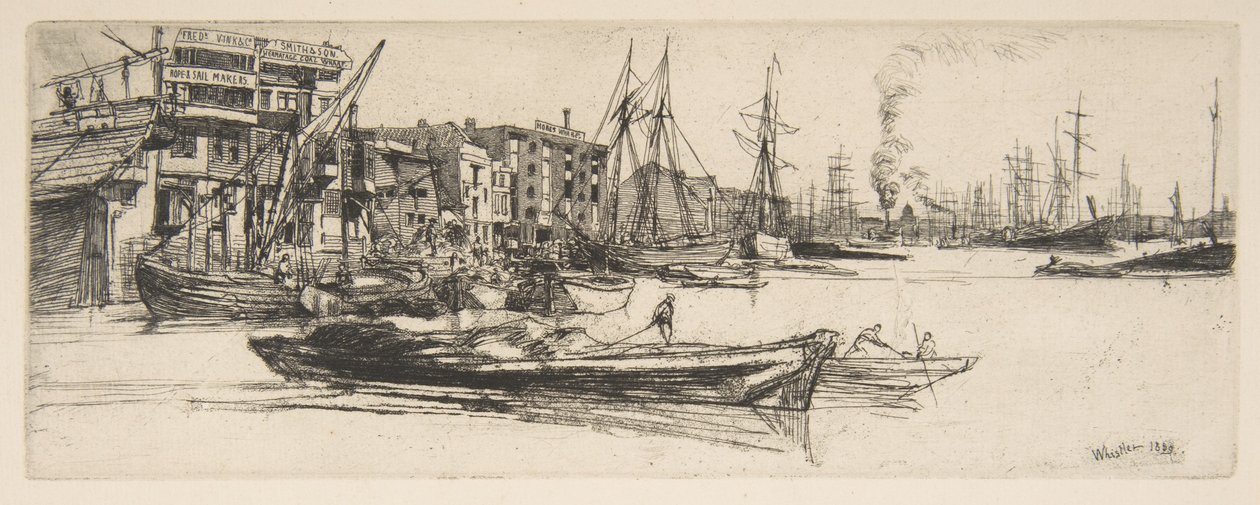 Thames-lagerbygninger af James McNeill Whistler