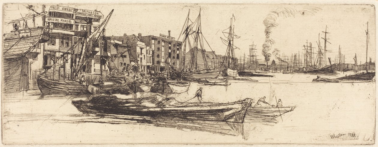 Thames-lagerbygninger af James McNeill Whistler