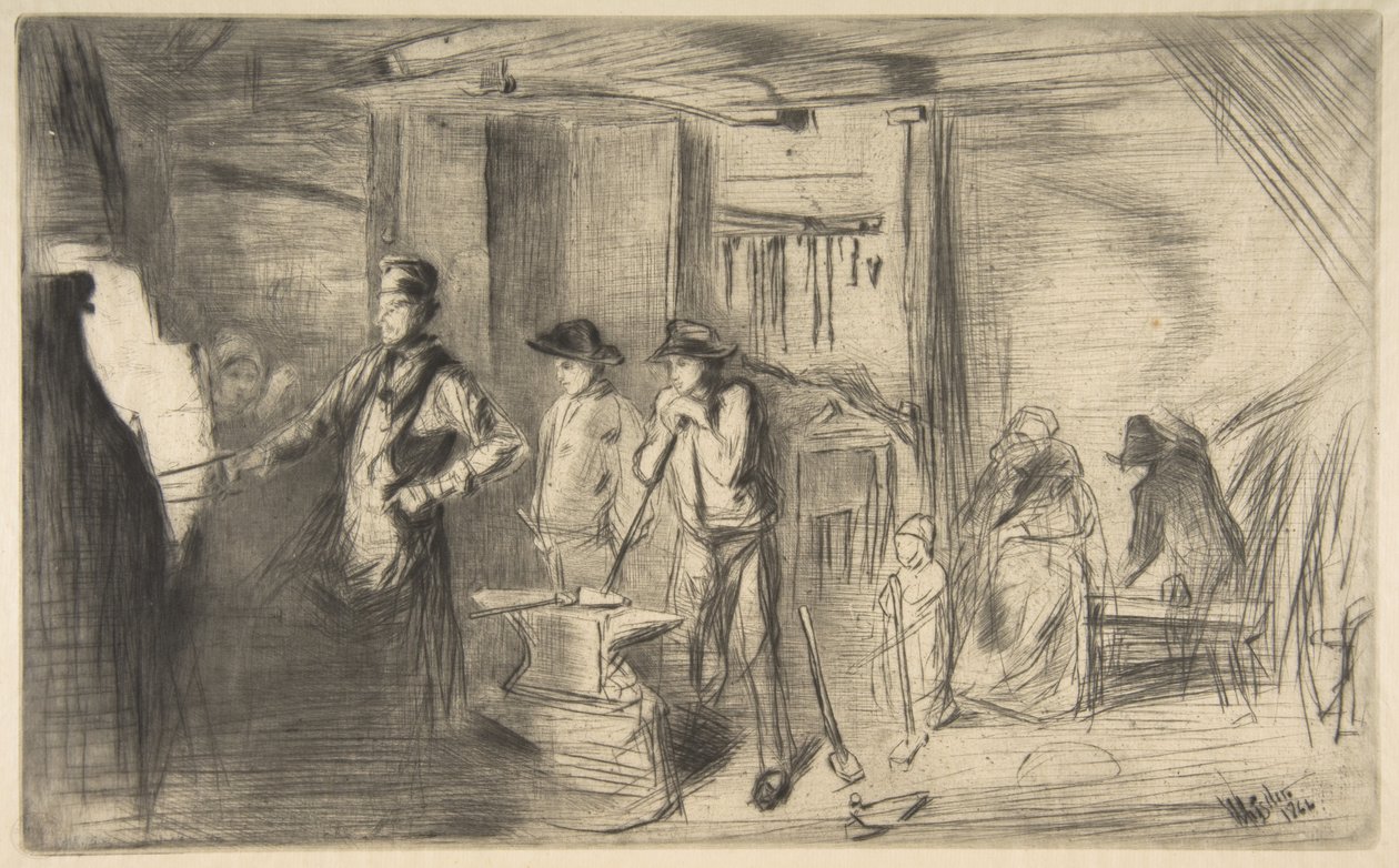 Smedjen, fra "En serie på seksten raderinger med scener fra Themsen og andre motiver" af James McNeill Whistler