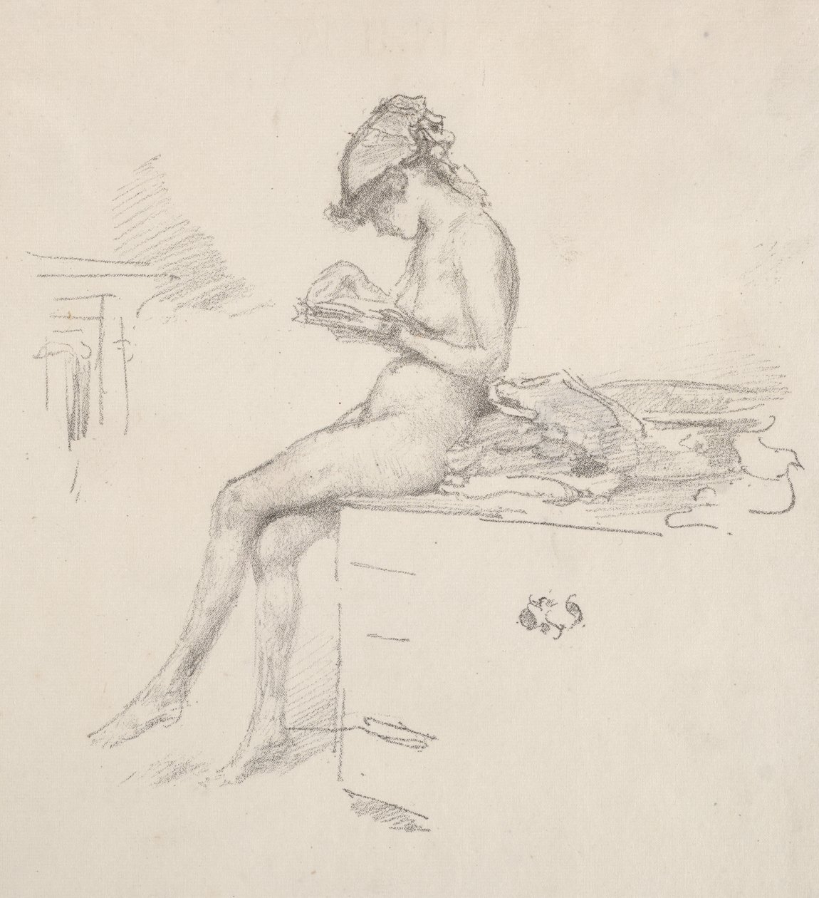 Den lille nøgne model, der læser af James McNeill Whistler