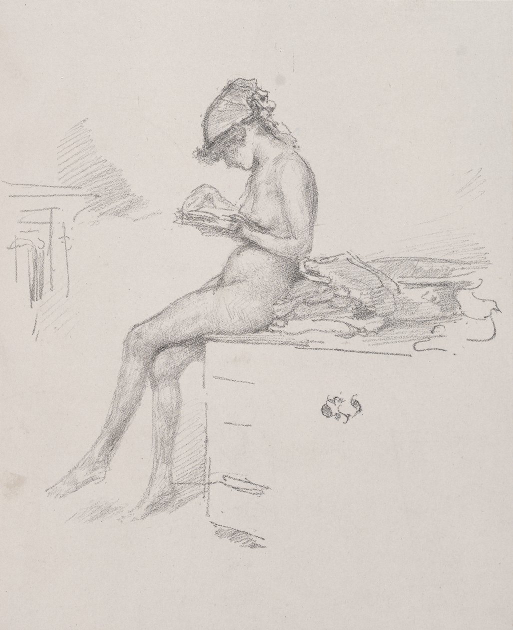 Den lille nøgne model, der læser af James McNeill Whistler