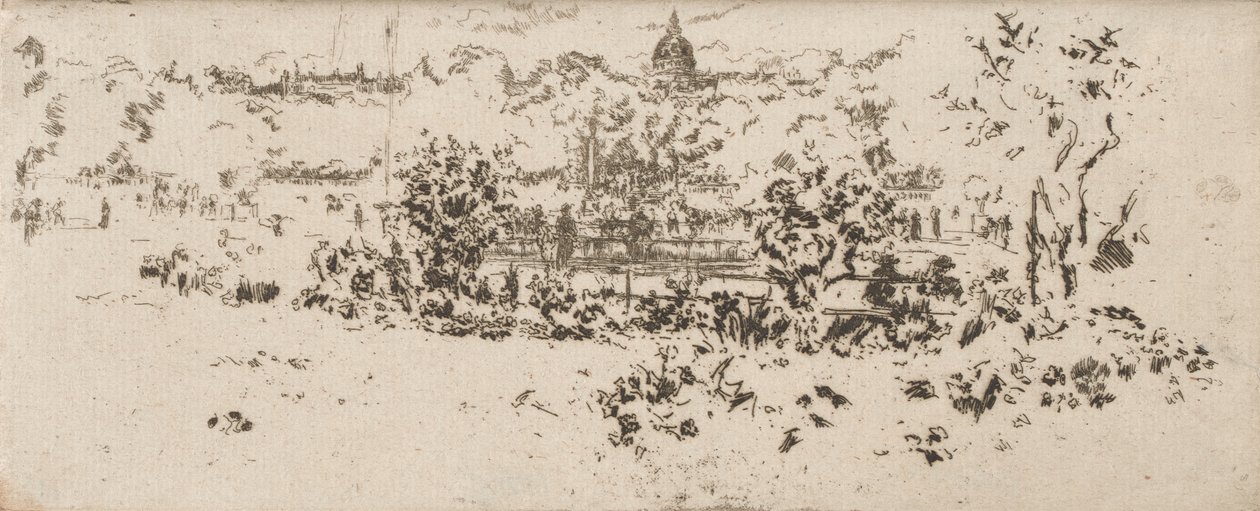 Pantheonet fra terrassen, Luxembourg-haven af James Abbott McNeill Whistler