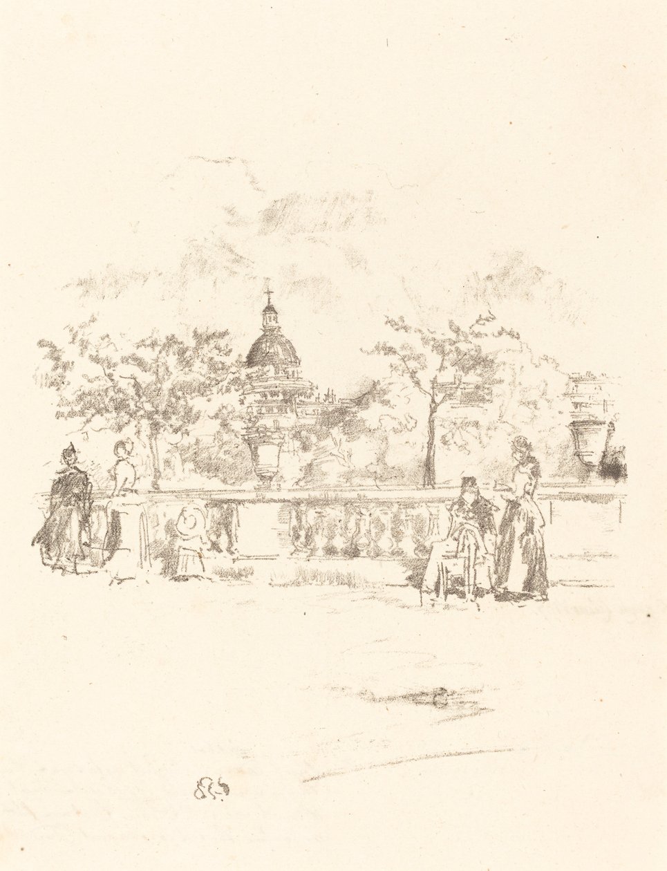 Pantheon, fra terrassen i Luxembourg-haven af James Abbott McNeill Whistler